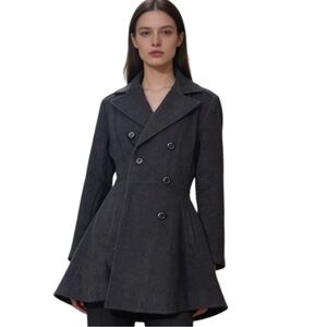 slim fit dress slacks Coat Dress with Flared Midi Hem